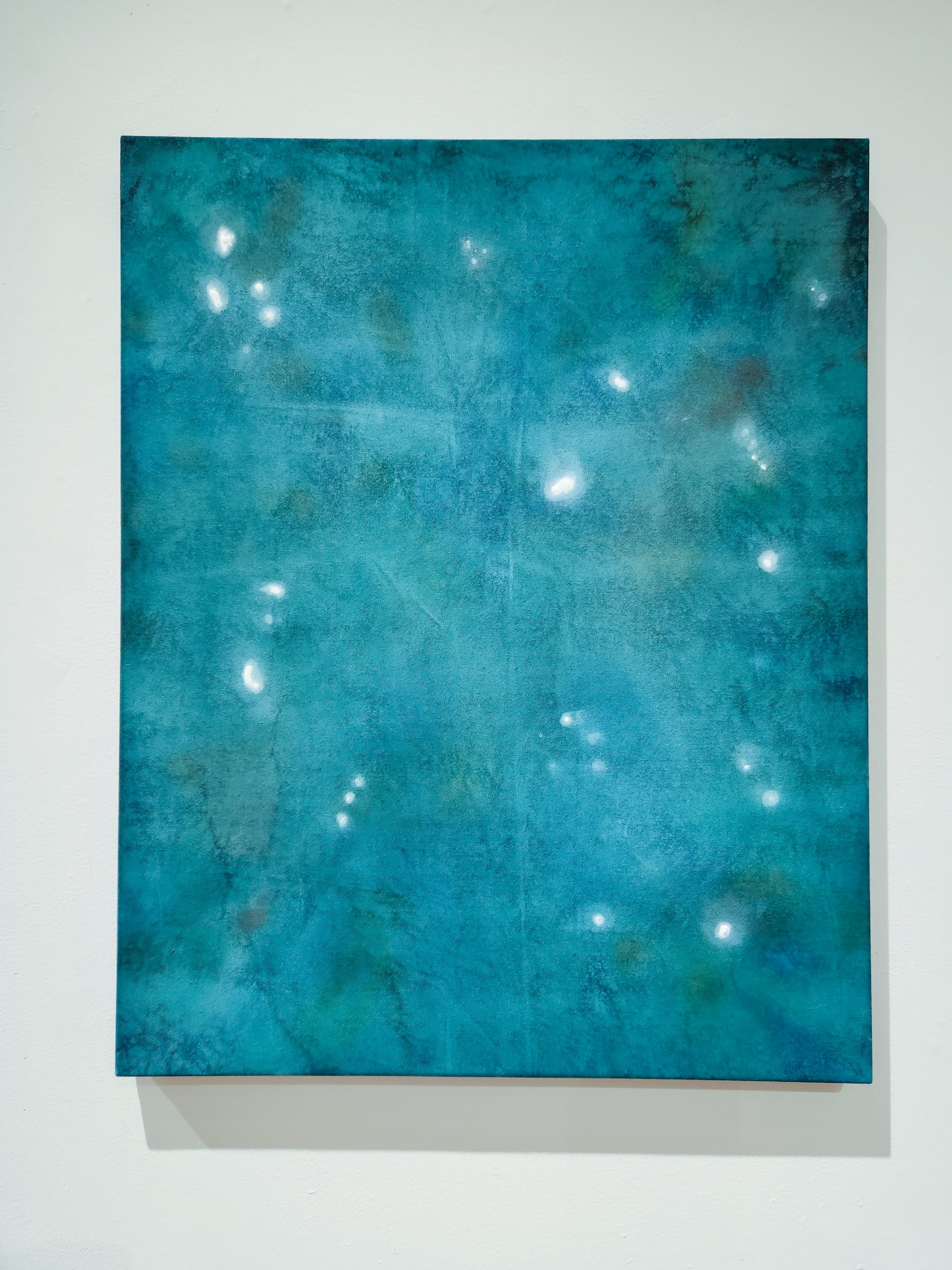 Krystal Yavicoli, "Underwater," 2023. Acrylic, ink, and snow on canvas, 24 x 30 in.