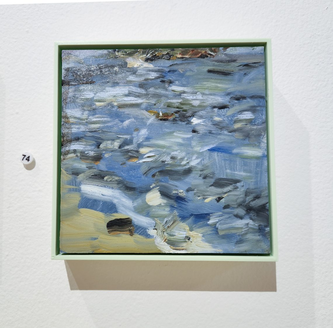 Kristin Golden "Willard Ocean Interaction," 2022. Oil paint, 6 ½ in. x 6 ½ in. Part of the "2023 Bachelor of Fine Arts and Bachelor of Arts Exhibition," University of Southern Maine Art Gallery.