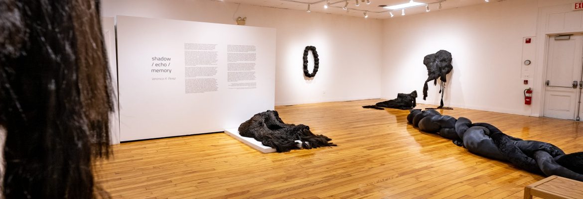 "Veronica A. Perez, shadow / echo / memory," 2023. Installation view. University of Southern Maine Art Gallery. Photo: Jack Stolz.