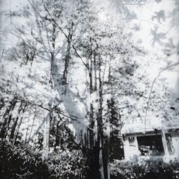 Amy Hagberg, "Limerick Spring," 2023. Vellum Composite from two Pinhole Camera Images, 16 in. wide x 20 in. high Part of "(t)here but not: The 2024 University of Southern Maine Art Department Show at the University of Southern Maine Art Gallery.