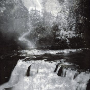 Amy Hagberg, "Sparkling Waterfall," 2023. Vellum Composite from two Pinhole Camera Images, 16 in. wide x 20 in. high Part of "(t)here but not: The 2024 University of Southern Maine Art Department Show" at the University of Southern Maine Art Gallery.