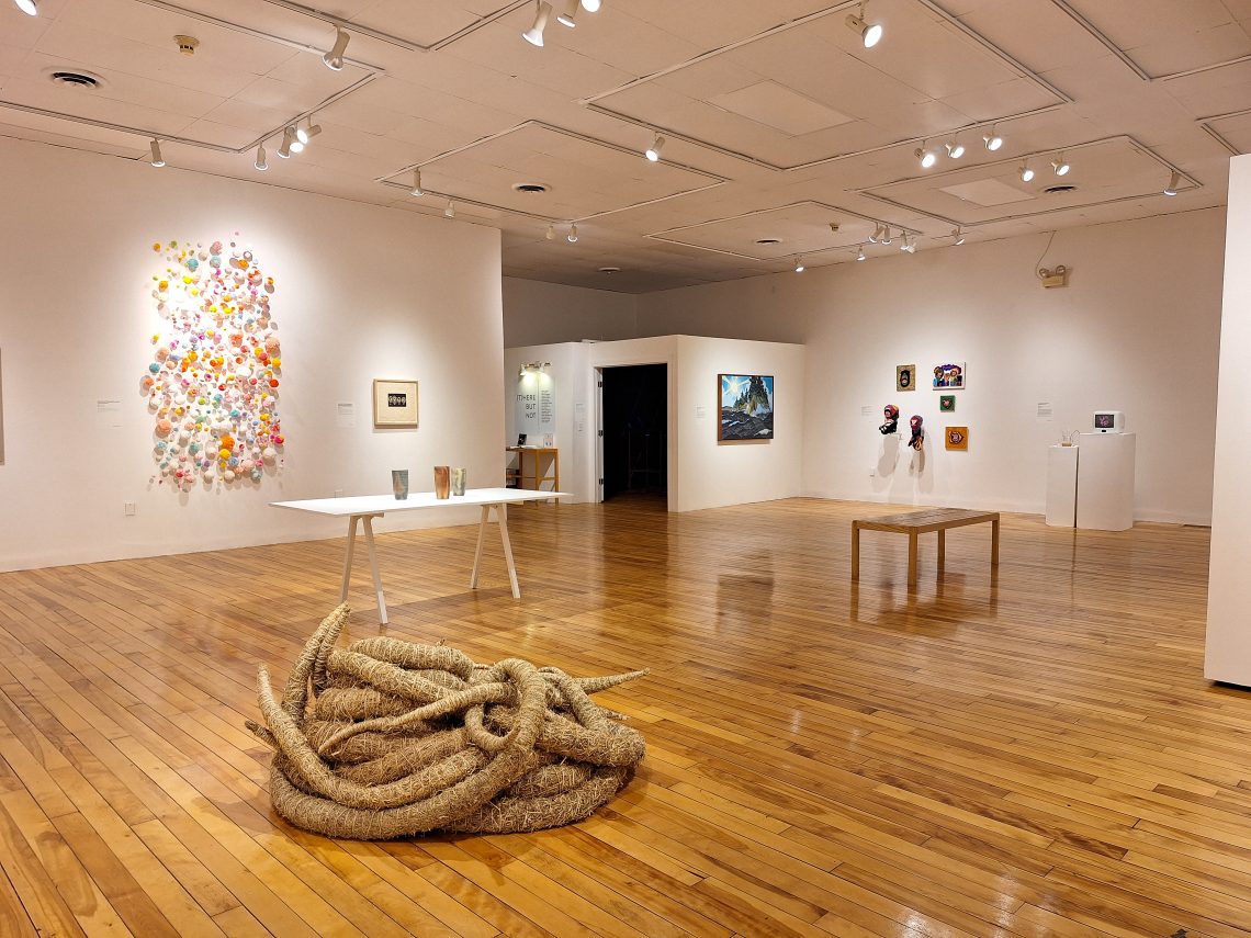 "(T)HERE BUT NOT: The 2024 University of Southern Maine Art Department Exhibition," Installation view, 2024. University of Southern Maine Art Gallery.