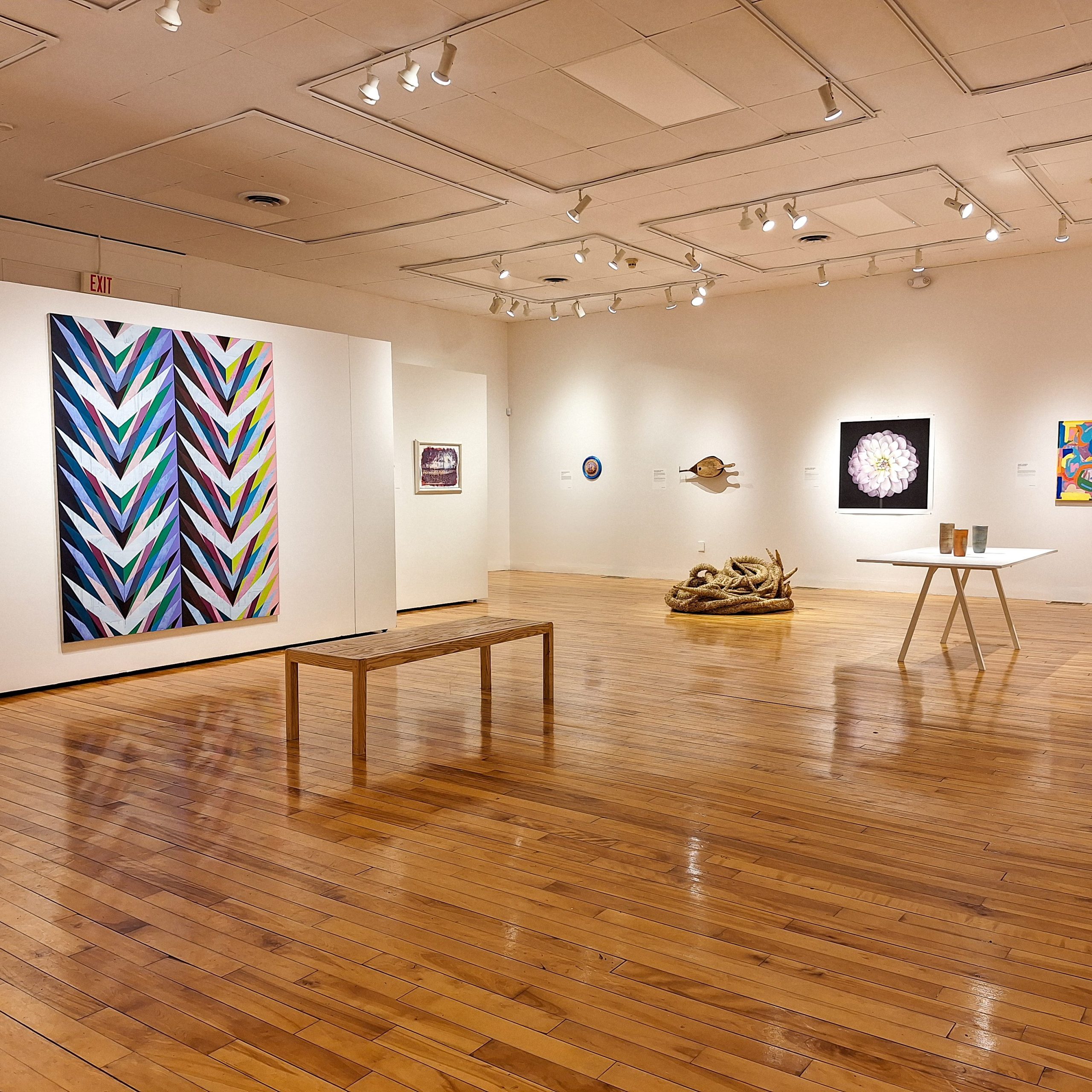 "(T)HERE BUT NOT: The 2024 University of Southern Maine Art Department Exhibition," Installation view, 2024. University of Southern Maine Art Gallery.