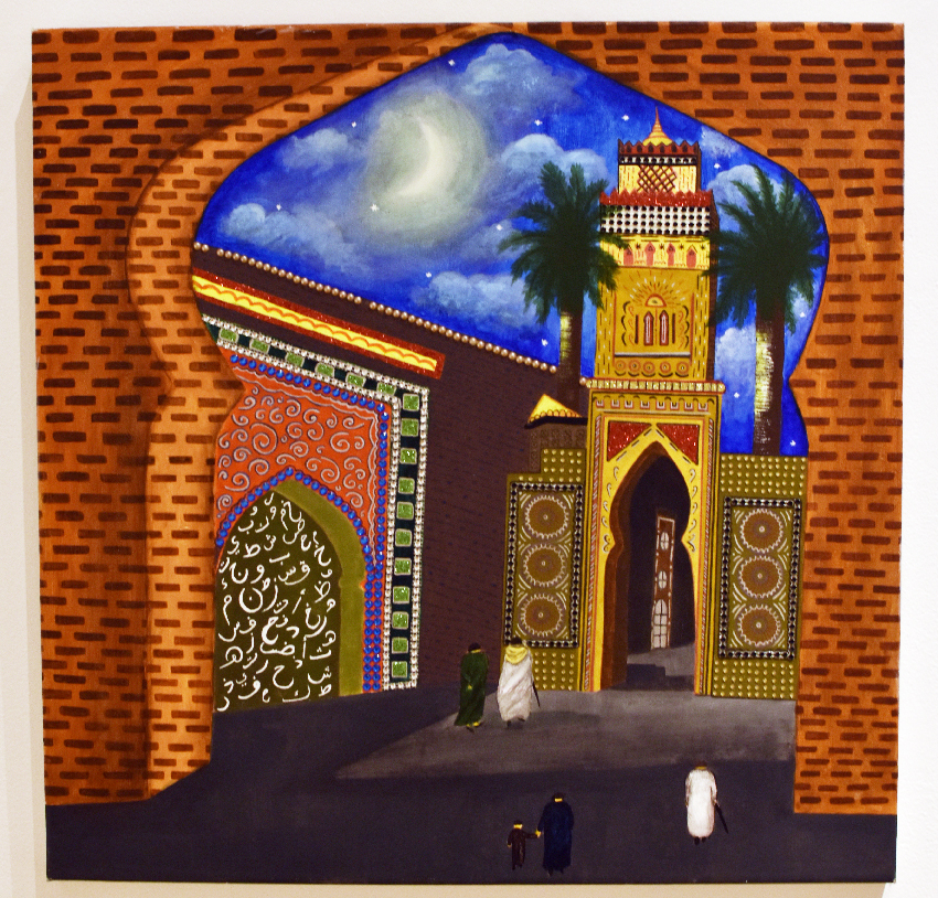 Zaineb Hassan, “Arabian Nights”, 2024, Acrylic paint, 24 in. wide x 24 in. high x 1 1/4 in. deep
