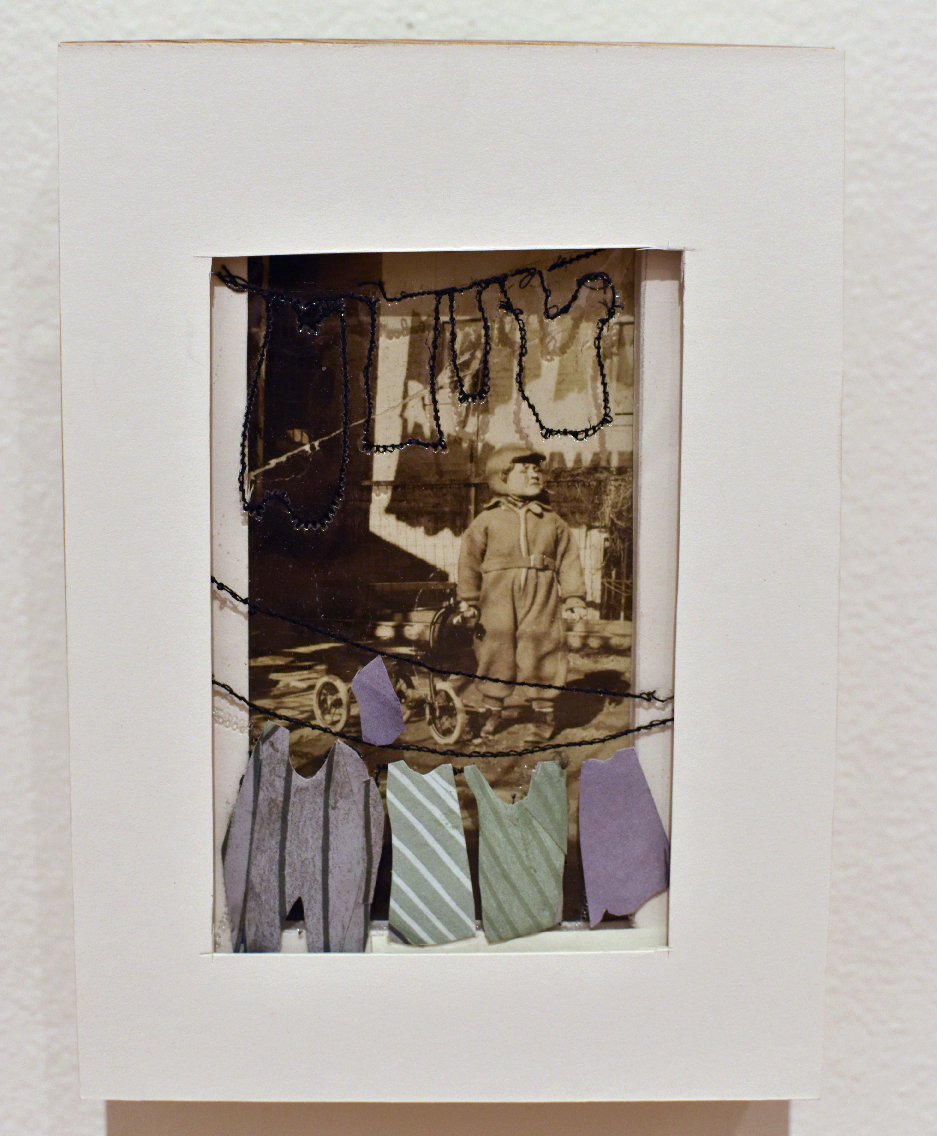 Christina Ann White, “Untitled #2”, 2023, Mixed papers, photograph, thread, acetate, 5" w x 7"h x 1.5" d
