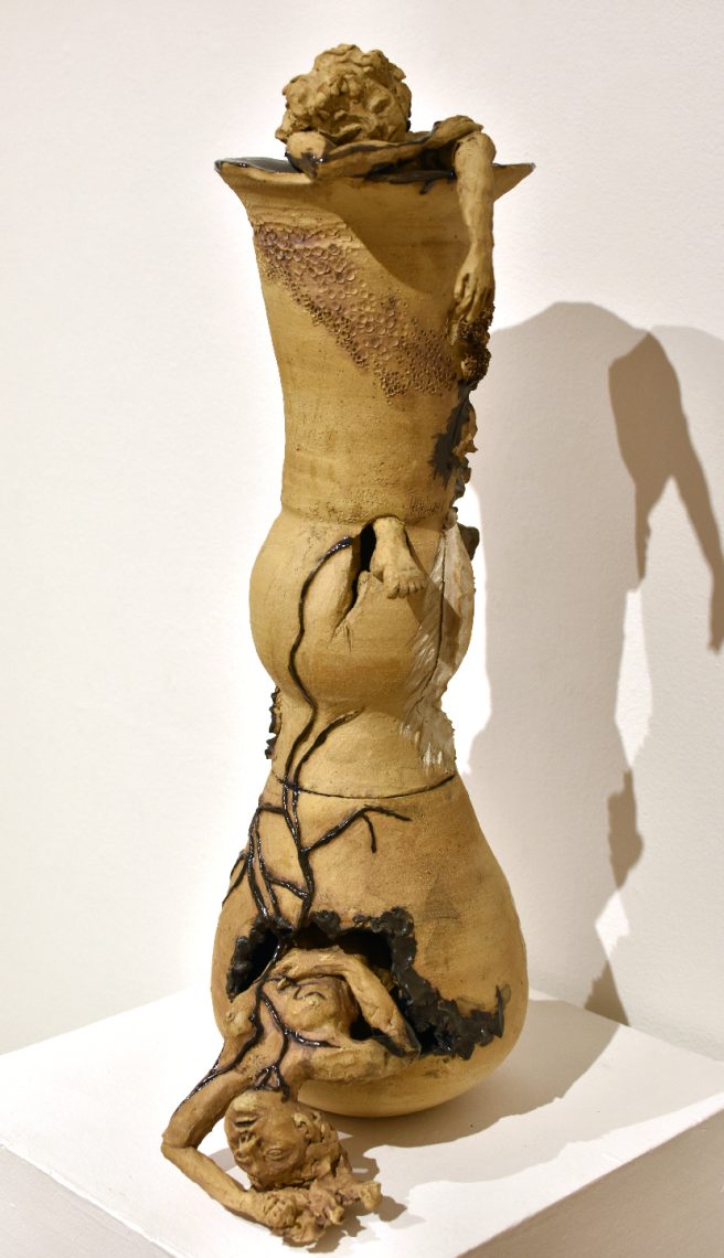 Cecilia Drysdale, “With Love”, 2023, ceramic, glaze, 7 in wide x 28 in high x 28 inch deep
