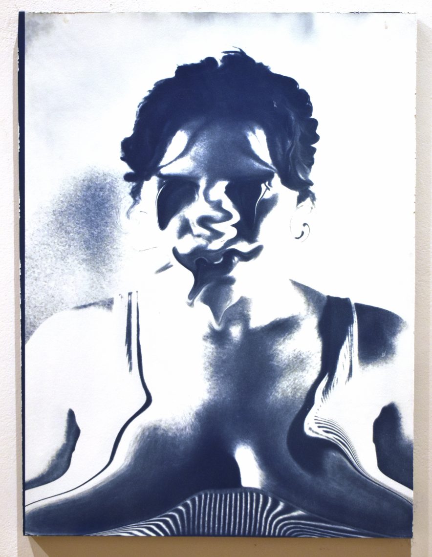 Laura Chavoustie, Untitled #3, 2024, Cyanotype on Wood Panel, 18 x 24 in.