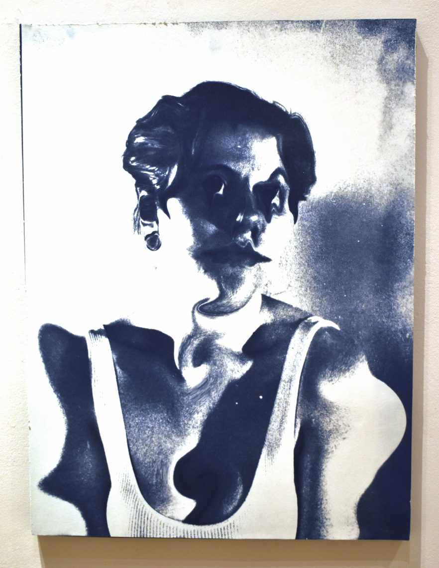 Laura Chavoustie, Untitled #4, 2024, Cyanotype on Wood Panel, 18 x 24 in.
