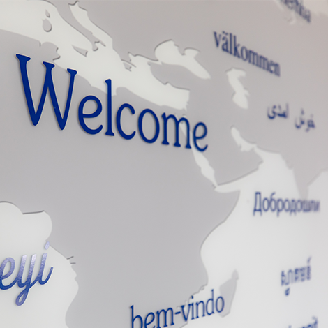 Welcome sign in many languages