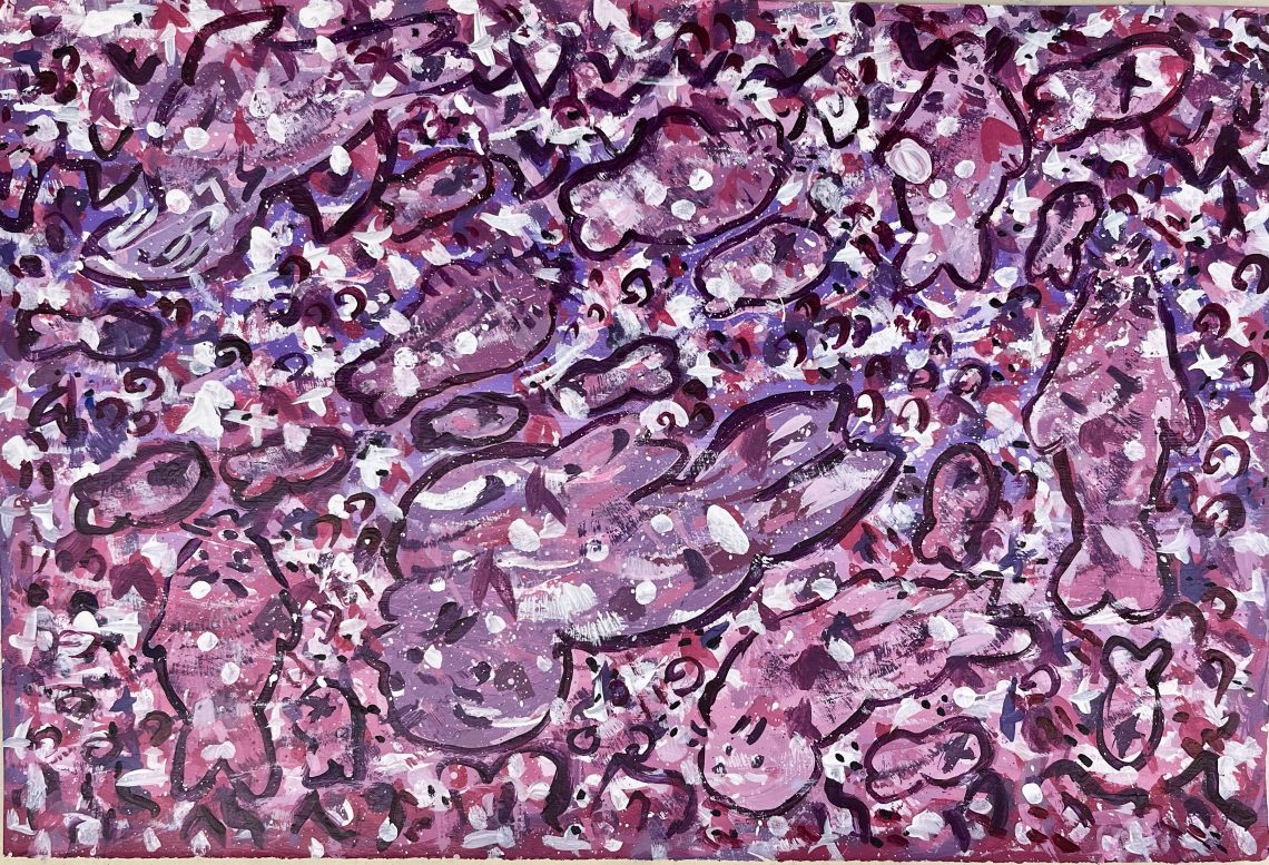Abstract pink and purple acrylic painting