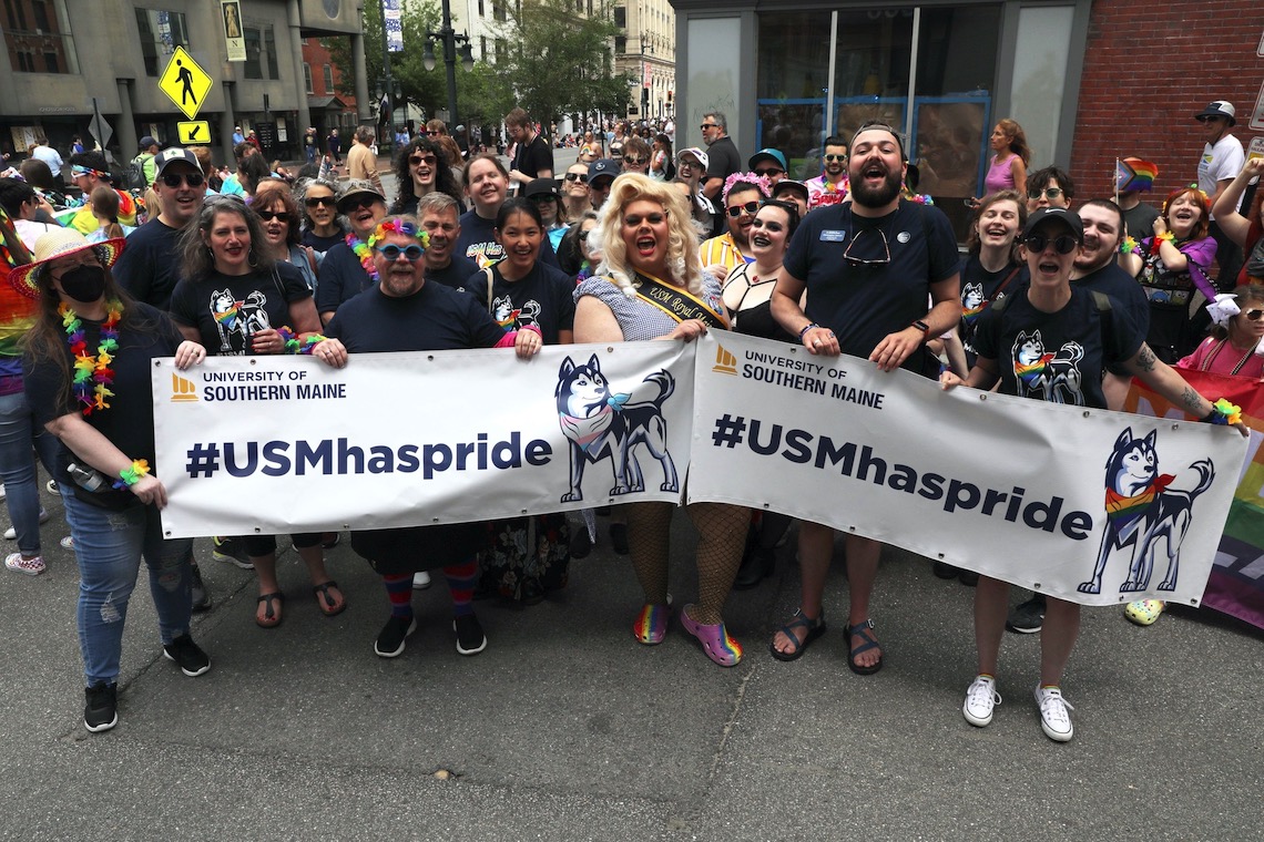 USM marchers gather before 2022 Pride Portland! parade.