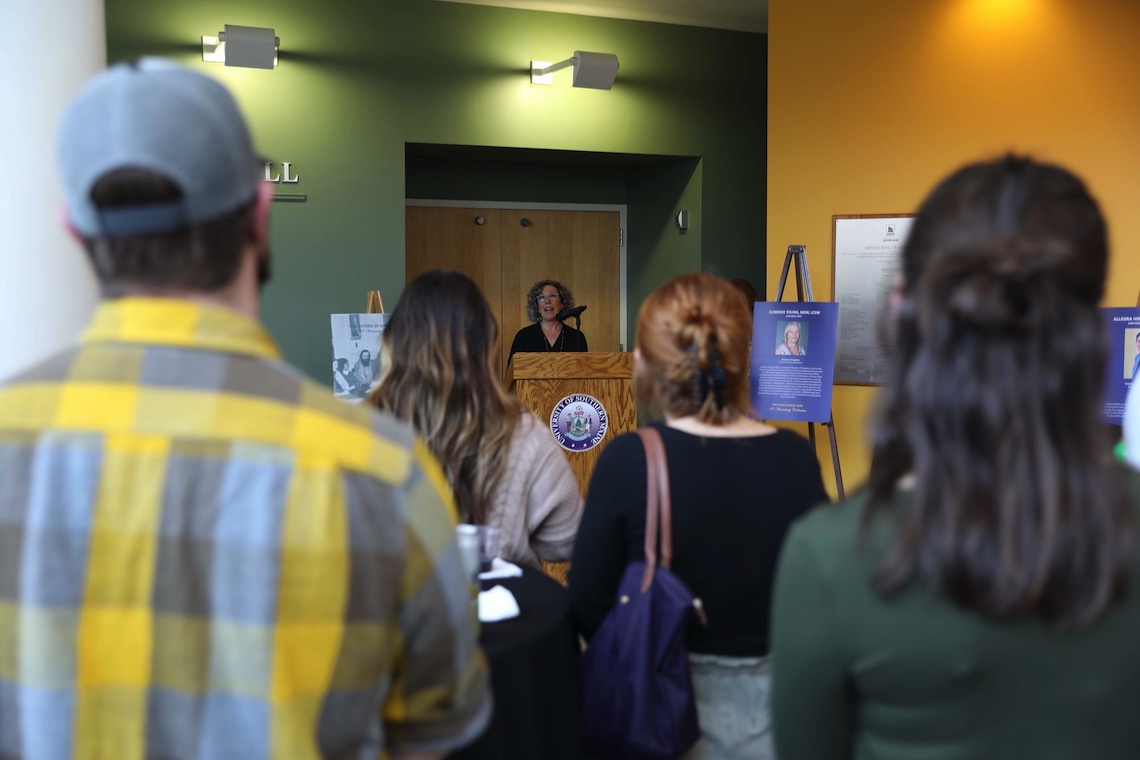 Provost Jeannine Diddle Uzzi, PhD., highlights 50 years of accomplishments at the School of Social Work's anniversary celebration.