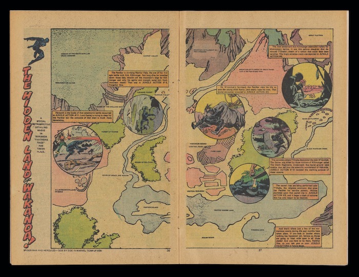 The Hidden Land of Wakanda! map from Jungle Action #12 published in 1974 by Marvel Comics.