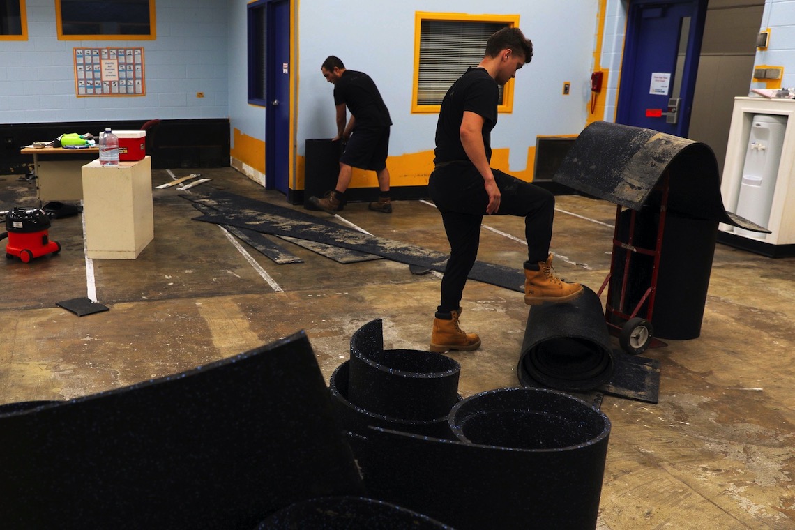 Renovation work at Sullivan Gym's fitness center included fresh paint and new flooring.