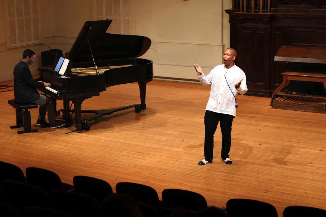 Dr. Nicolás Alberto Dosman gives a rare vocal performance at a concert to celebrate Hispanic Heritage Month.
