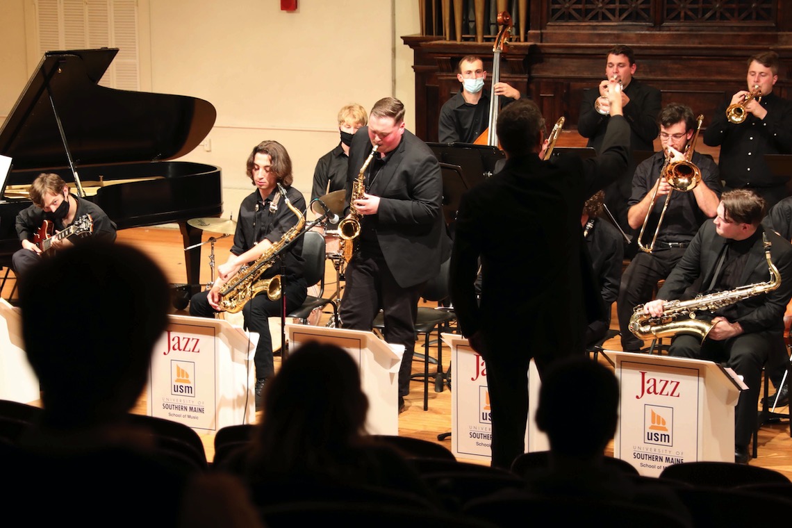 The Jazz Ensemble delivers a brassy blast at a concert to celebrate Hispanic Heritage Month.