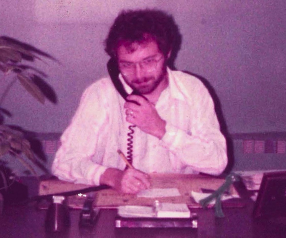 Ed Moore is busy at work in the Gorham Library in a photo courtesy of Marilyn MacDowell from fall of 1983.