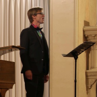 Jonas Rimkunas sings to honor the LGBTQIA+ community as part of the Osher School of Music's Celebrating Diversity concert series.