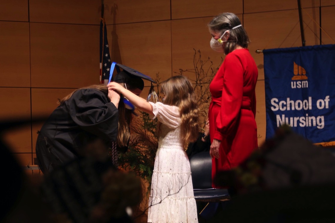 Bachelor's-level graduates were presented with traditional pins at the fall 2021 Nursing Convocation.