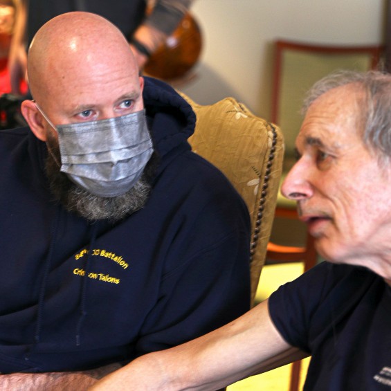 Army veteran Stuart Harris worked with Veterans Services to organize and event at the Scarborough Terrace assisted living facility to honor older veterans on Veterans Day.