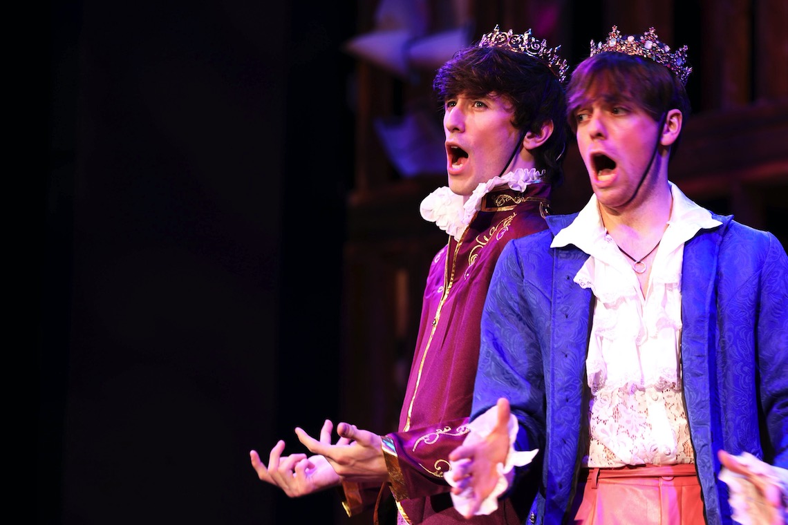 Two princes (Nick Sutton and Will Searway) compete to see who has the biggest ego in a scene from "Into the Woods."