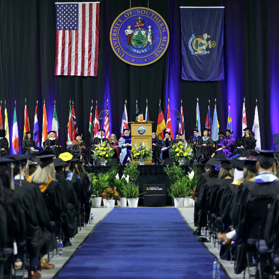 New York Times writer Neil Genzlinger delivers the keynote speech at the 2023 Commencement ceremony.