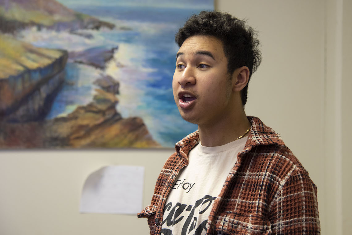 Senior Musical Theater major Dylan Cao practices an English art song during a voice lesson with Alexandra Dietrich.