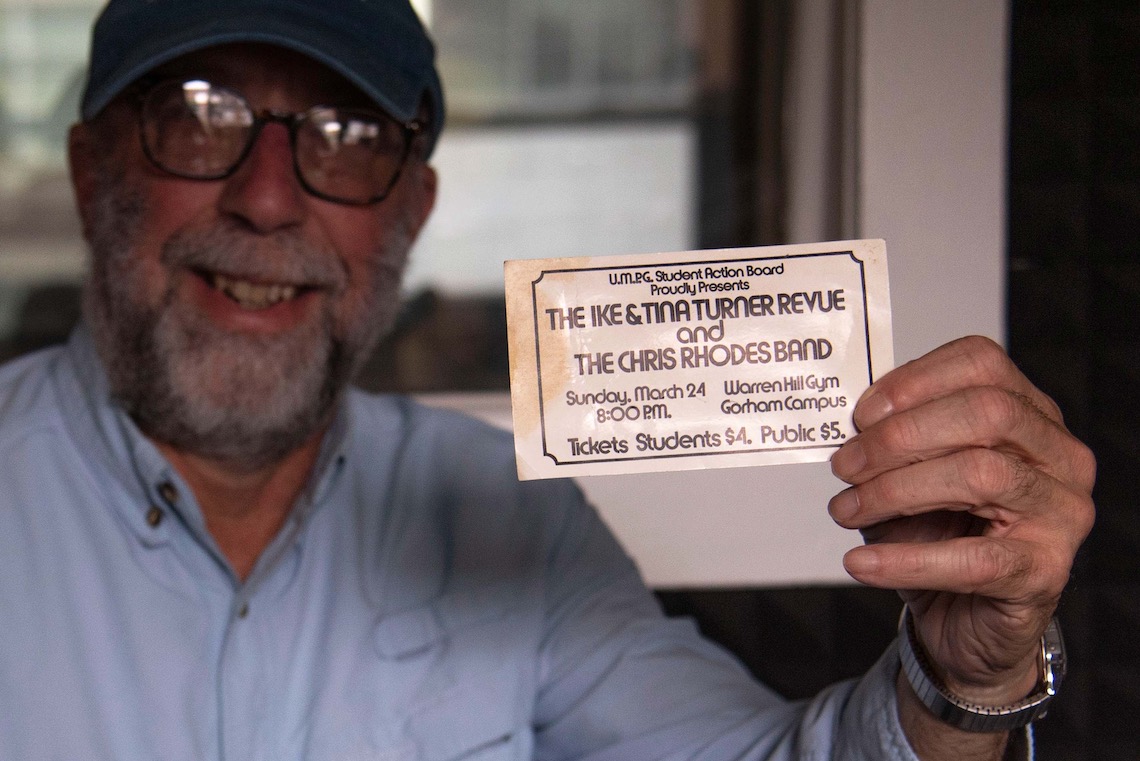 Rick Scala saved a ticket from the Tina Turner concert that he helped to stage at Hill Gym on March 24, 1974.