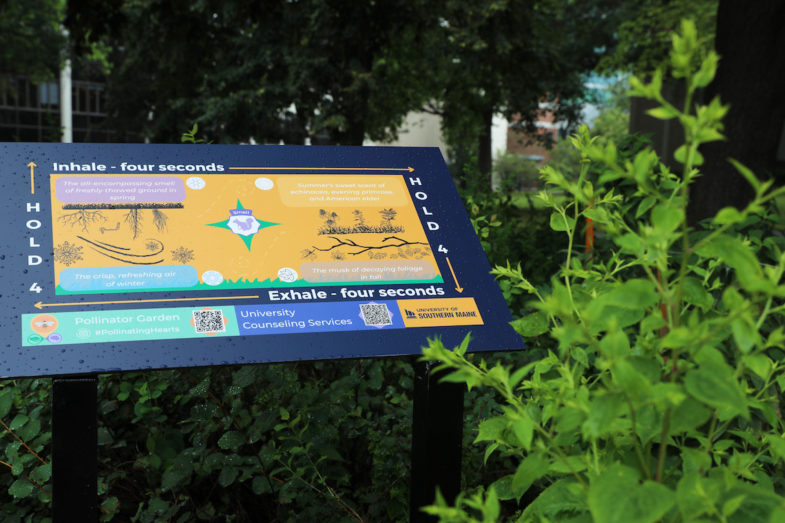 The new signs at the pollinator garden in Portland invite visitors to use their senses to engage with nature.