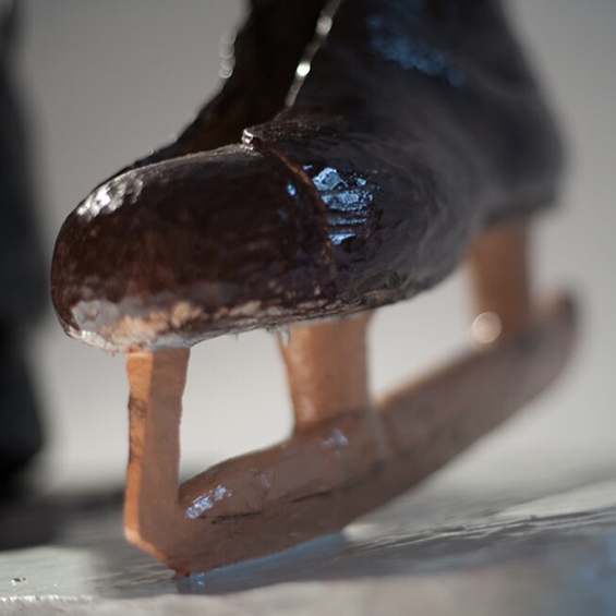 Duncan Hewitt, Tack (The Smallest Skate I Can Skate), carved and painted wood, 15 x 10 x 16 in., 2008-09 (photo: Luc Demers)