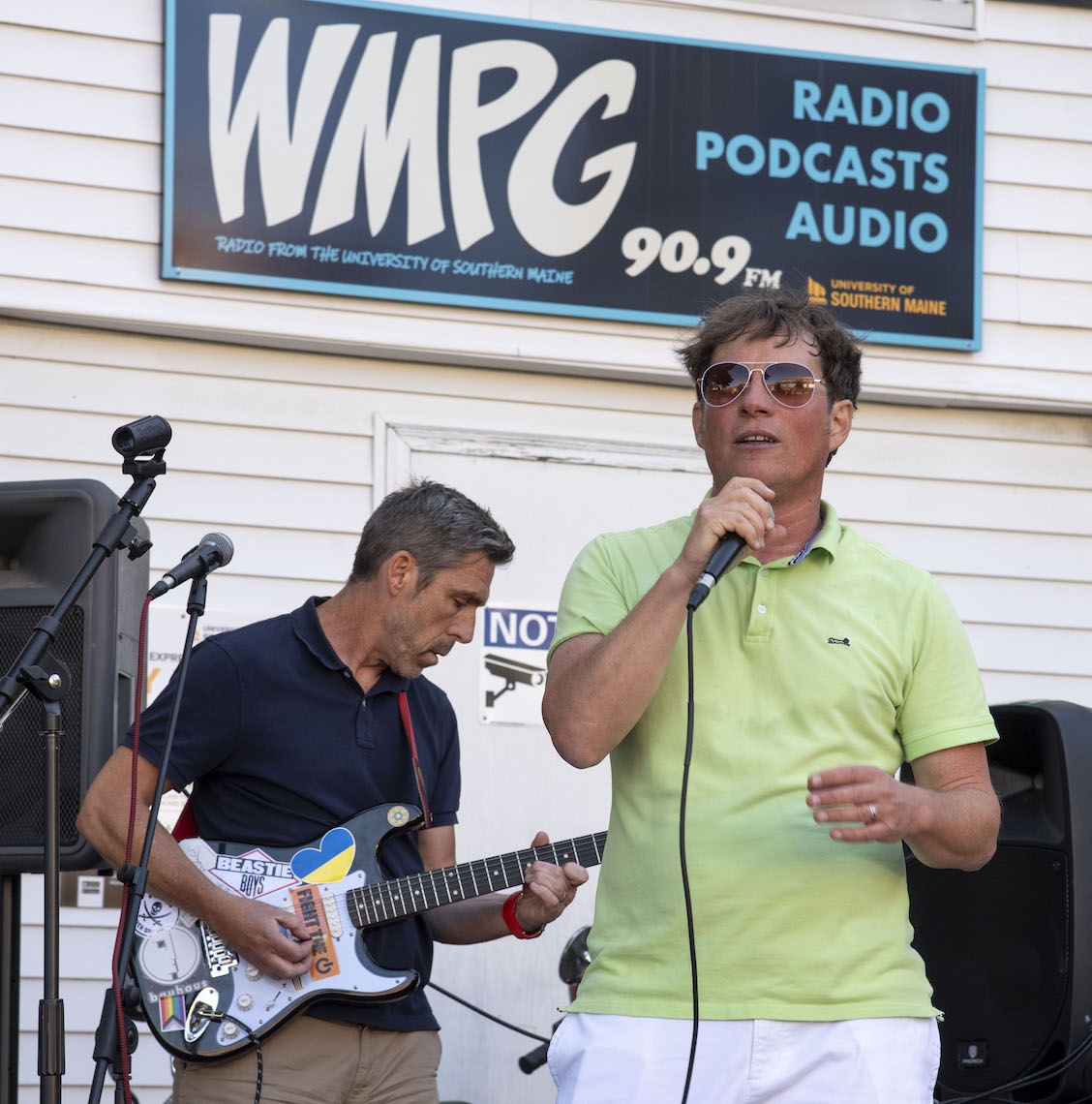 The band My Blue Monday performed hit songs from the 1980's at WMPG's 50th anniversary party.