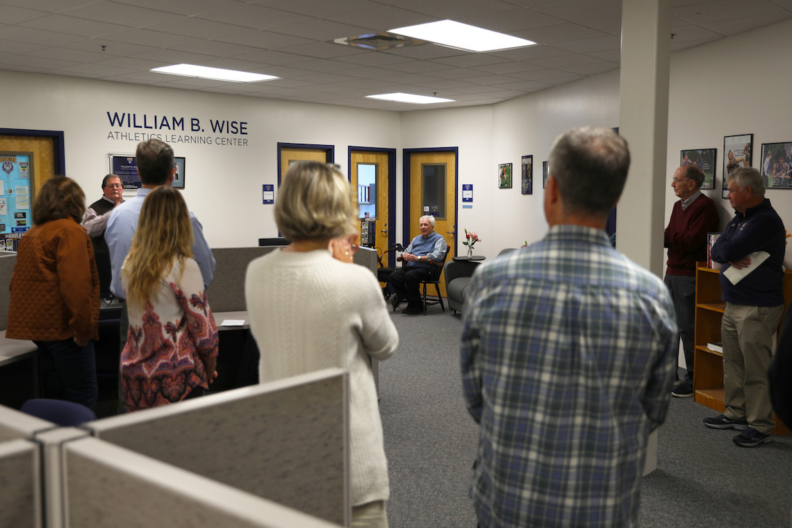 The naming ceremony for the William B. Wise Athletics Learning Center drew a crowd of coaches, athletes, and members of the Wise family.