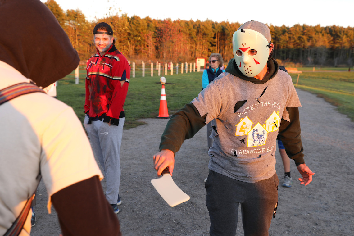 Since the Zombie Run fell on Friday the 13th, costumes inspired by the namesake movie franchise were especially popular.