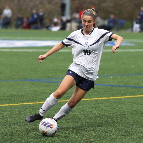 Aly Veilleux contributes to a 3-0 win against WestConn in the LEC championship game for women's soccer.