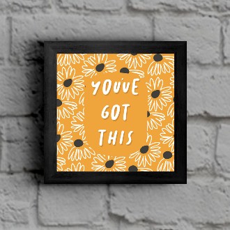 Framed motivational poster on brick wall with the words "you've got this"