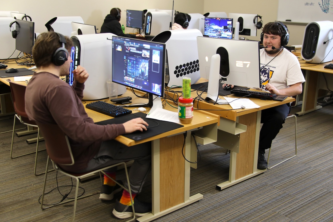 Several Esports players gathered at a computer cluster in Bailey Hall for the finale of their 2023 fall season.