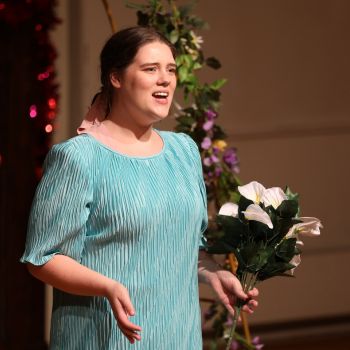 Rita Micklus sings "Always a Bridesmaid" in the Osher School of Music production of "I Love You, You're Perfect, Now Change."
