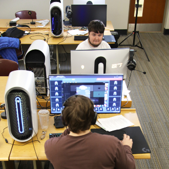 USM Esports club members compete in playoff games during the Fall 2023 ECAC conference postseason.
