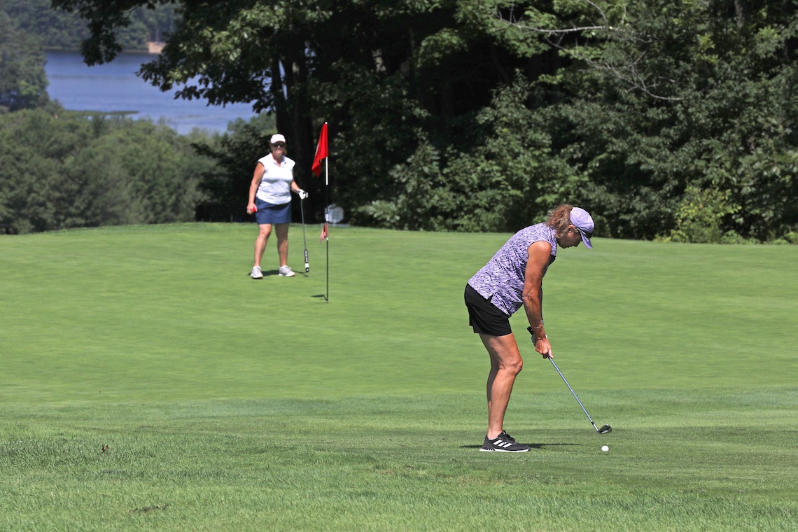 Catching sight of the distant lakes is part of the fun of playing in the 2024 Husky Golf Classic at the Poland Spring Golf Course and Resort.