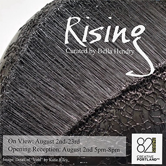 Rising Exhibition Poster featuring sculpture detail by BFA student, Katie Riley