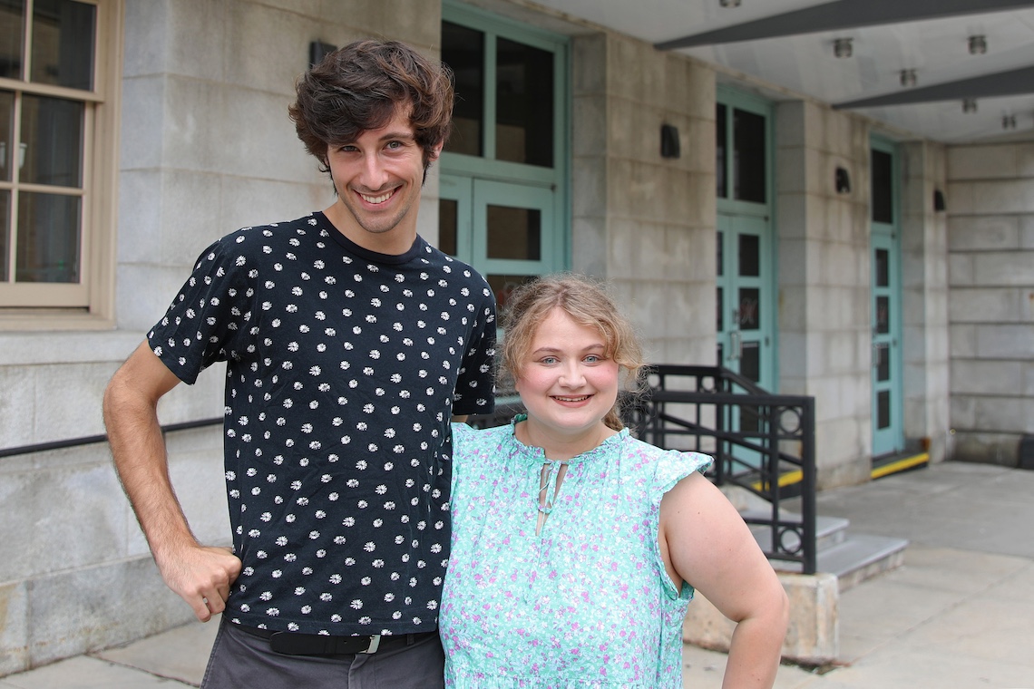 Nick Sutton and Hope Poore arrive at Merrill Auditorium in Portland to rehearse for their roles in the chorus of Opera Maine's production of "Aida."