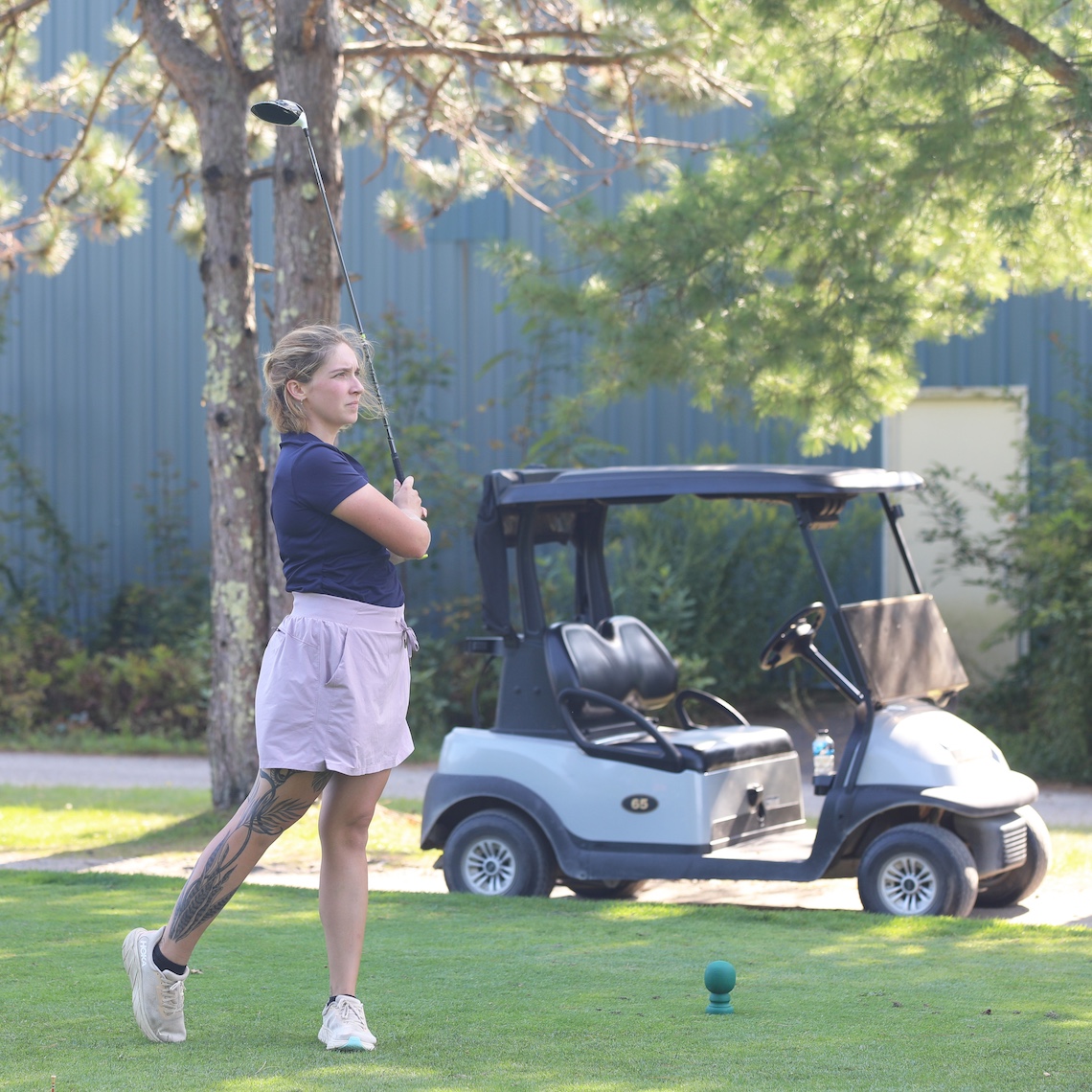 Ryley Meyer tees off for a practice round at Riverside Golf Course in Portland.