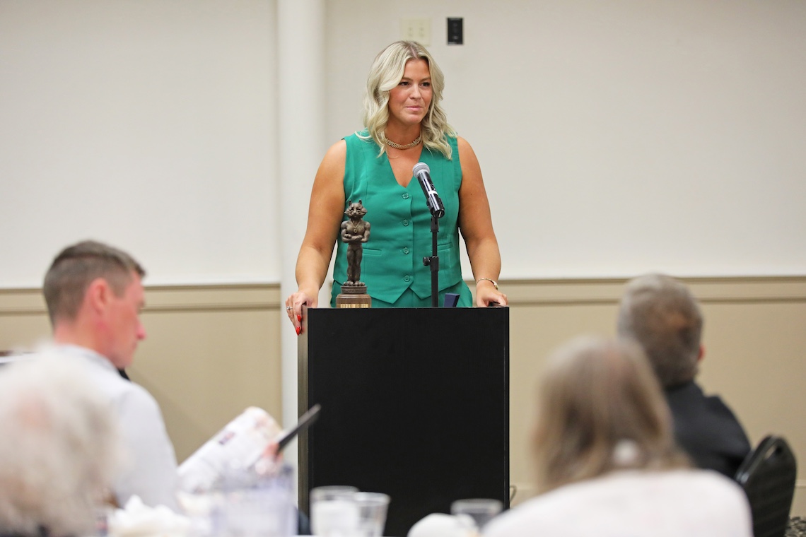 Courtney Cochran Macdonald thanked her teammates, coaches, and family at the 2024 Husky Hall of Fame induction ceremony.