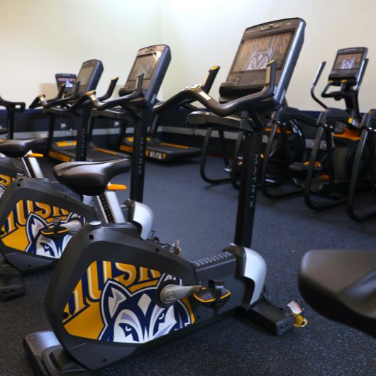 Stationary bikes await their riders at Costello Sports Complex.