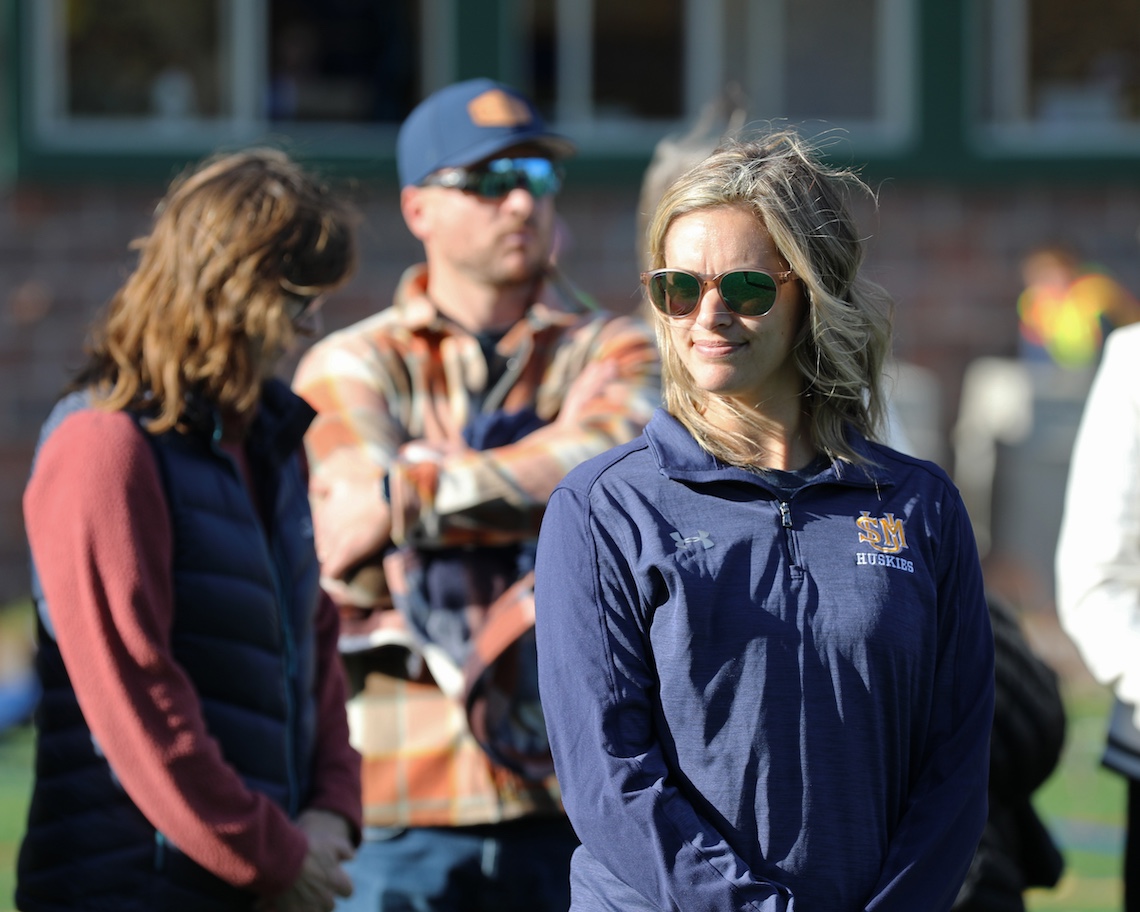 Peyton Dostie Collins awaits the presentation of her ring as a new member of the LEC Hall of Fame.