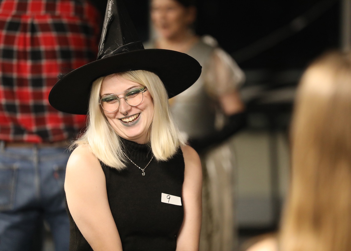 Salena Goodine dressed in character as the Witch of the West at the listening party for "The Wizard of Oz" radio play.