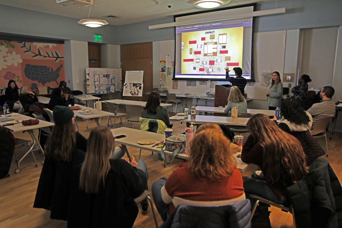 A tree was the central motif of a mapmaking project in a master's level Social Work class taught by Dr. Paula Gerstenblatt.