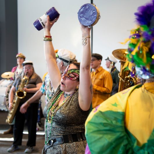 The Ideal Social and Sanctuary Band provided musical entertainment for visitors to WMPG's annual Mardi Gras party and Cajun Cookin' Challenge.