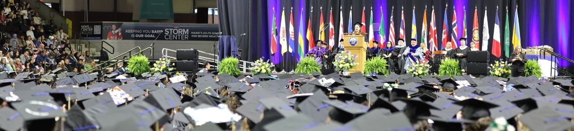 Student speaker Maddie Weston commands the attention of her fellow graduates at the 2025 Commencement.