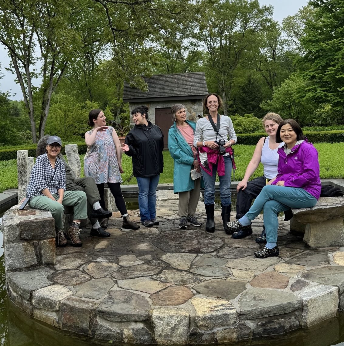 USM book arts student during retreat at inSitu sculpture garden
